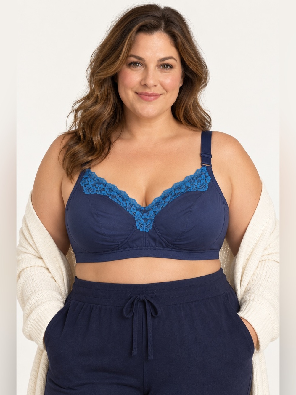 Adore Me Navy Blue Lace Wireless Bra Bralette 1X